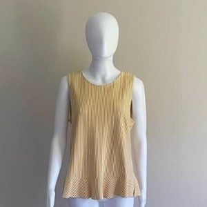 Ann Taylor Mustard Striped Peplum Sleeveless Top